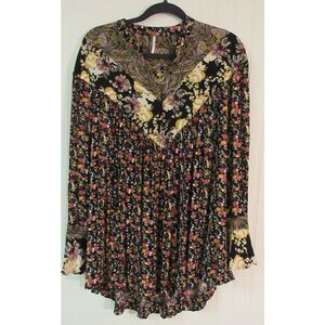 Anthropologie top by Free People multi print floral sz Medium